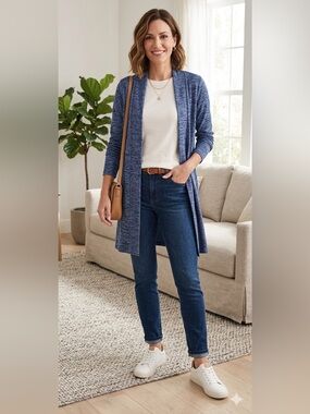 Lands' End Blue Women's Cardigan Sweater